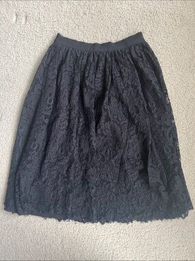 FRNCH Black Lace Midi Skirt